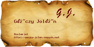 Géczy Jolán névjegykártya