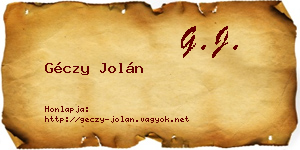 Géczy Jolán névjegykártya